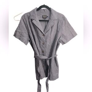 Pendleton Short Sleeve Button Down Wrap Tie Blouse Size Large NWOT